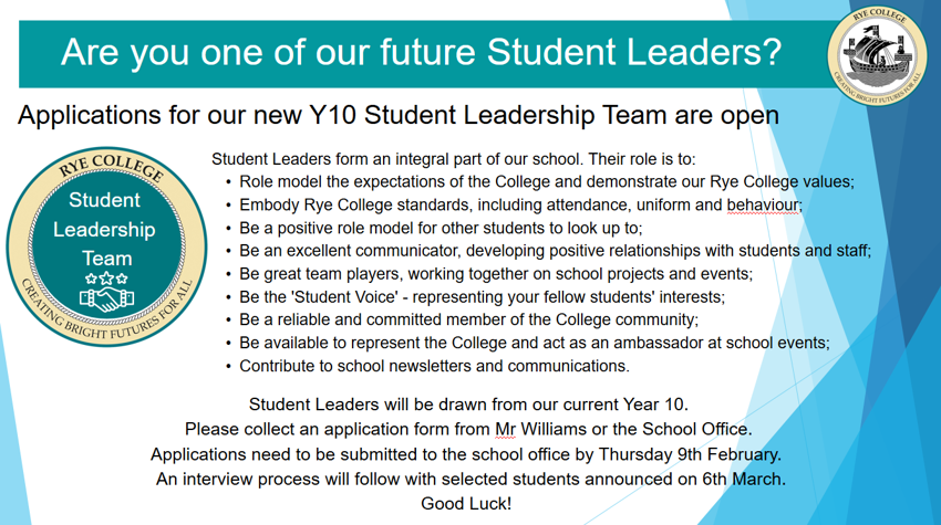 Image of Are you one of our future Student Leaders? 