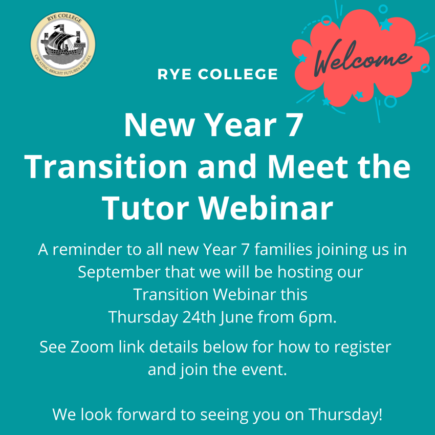 Image of New Year 7 Transition and Meet the Tutor Webinar
